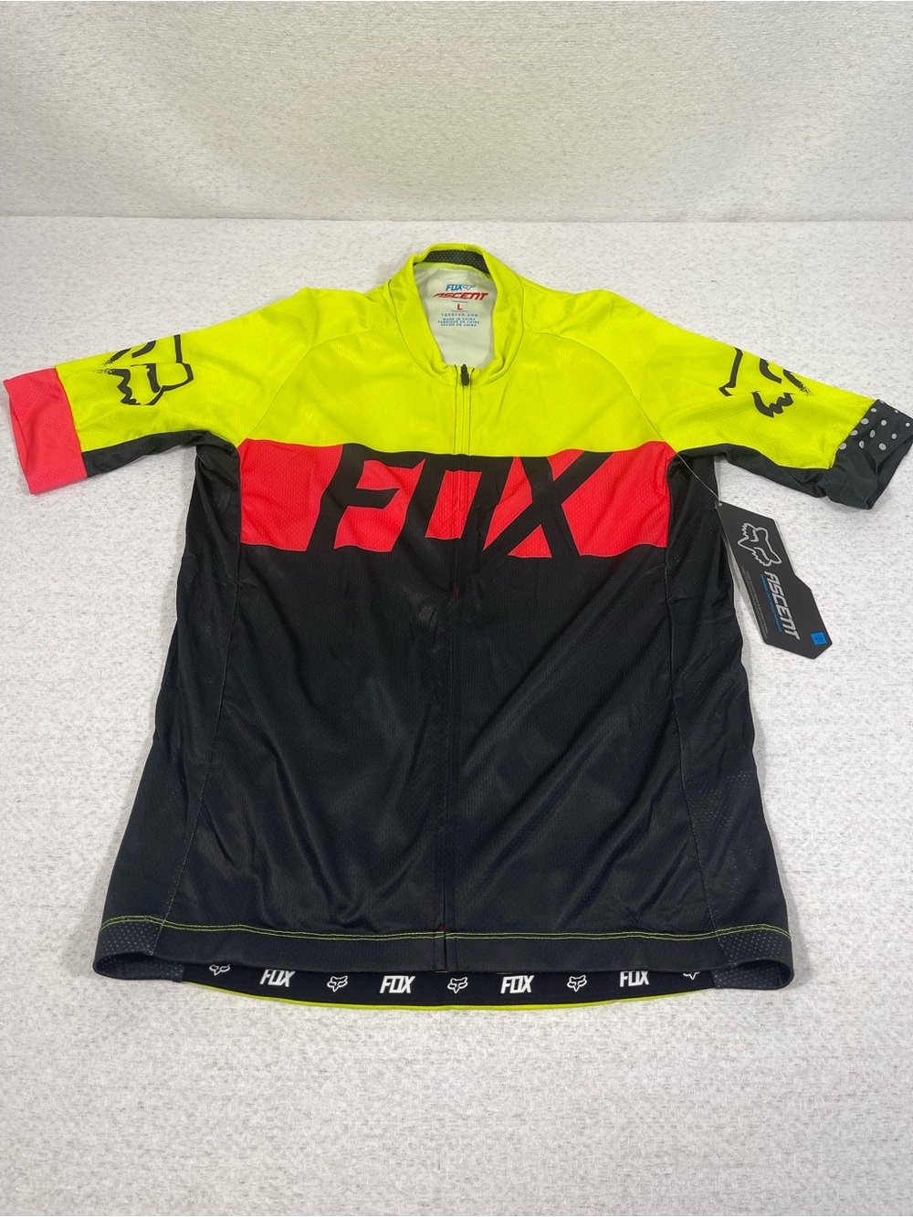 Fox Ascent Cycling Jersey Full Zip Short Sleeve Men's Lg. New with Tag. SKU#0530